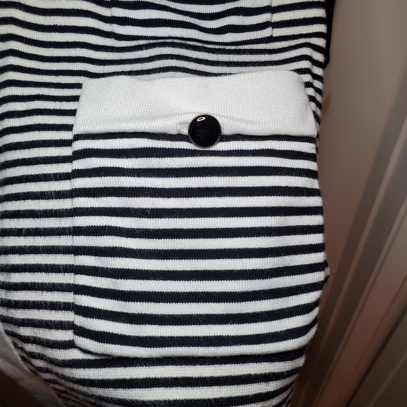 Talbots Women's Black and White Cardigan Stripe Sz XLP - Picture 4 of 9